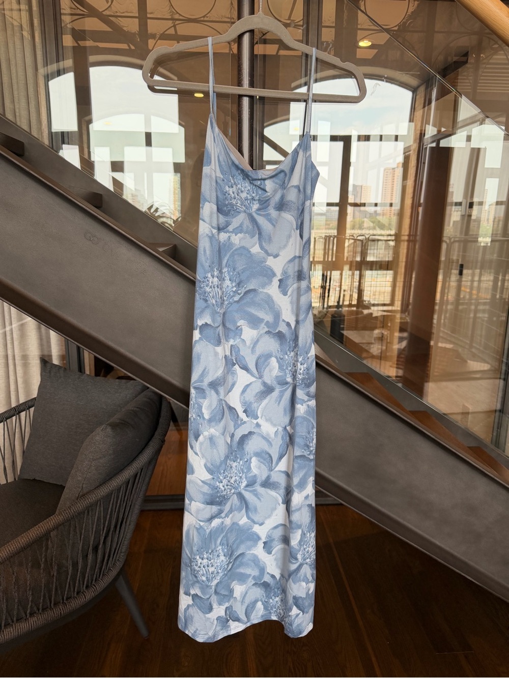 Reformation Lavinia Knit Dress, Blue Floral Midi - Picture 4 of 8